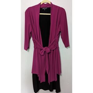 Jones New York Women's 3/4 Length Sleeve Layered Pink/Black Midi Dress Size 14